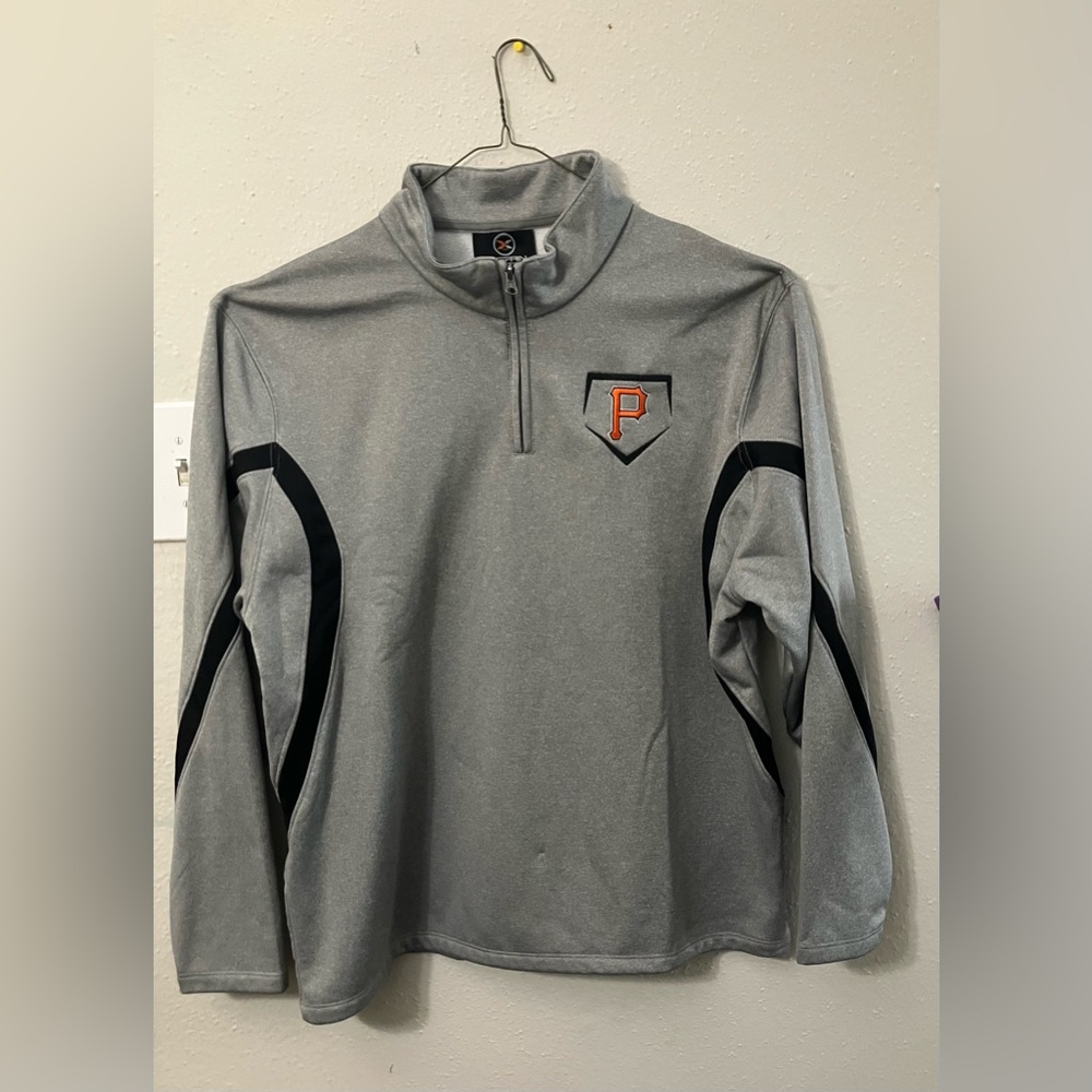 Gray Quarter-Zip Pullover with Logo